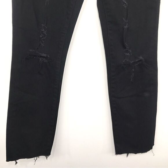 Flying Monkey LANI Black High Rise Clean Cut Fray Hem Crop Jeans NEW - Picture 10 of 16